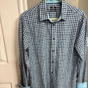 Brooklyn Bridge Stylish Blue and Black Checkered Men's Shirt slim fit.